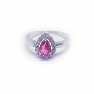 Sterling silver ring with ruby colored CZ