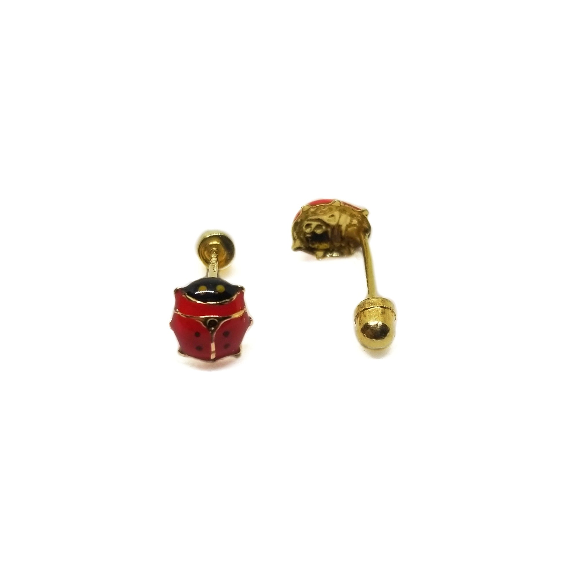 14k gold lady bug baby earrings.