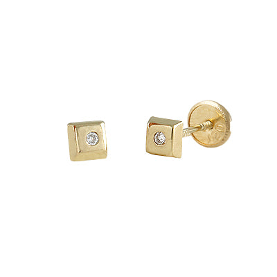 Baby earrings in 14k yellow gold with Diamonds