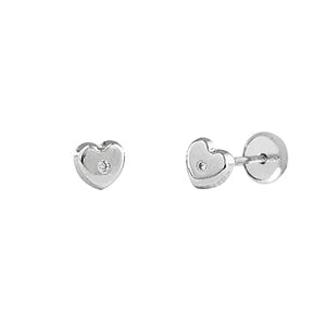 Hearts and diamonds baby earrings 14k Gold