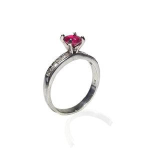 Natural ruby and diamond engagement ring