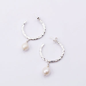 Fresh water pearl hoop style earrings 