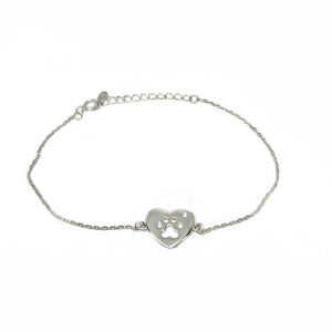 Sterling Silver Paw Print Heart Bracelet: A Symbol of Love for Your Furry Friend