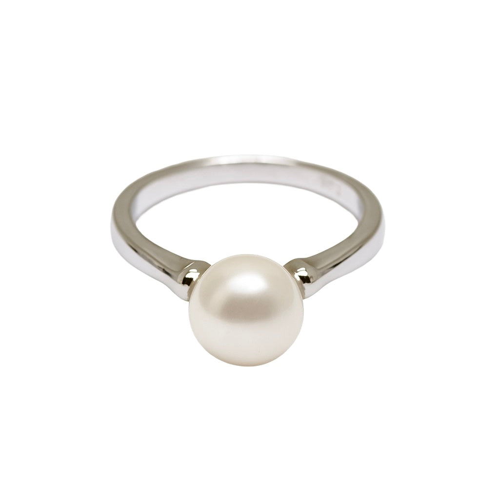 Minimal Pearl Solitaire Ring – Gift for Birthdays