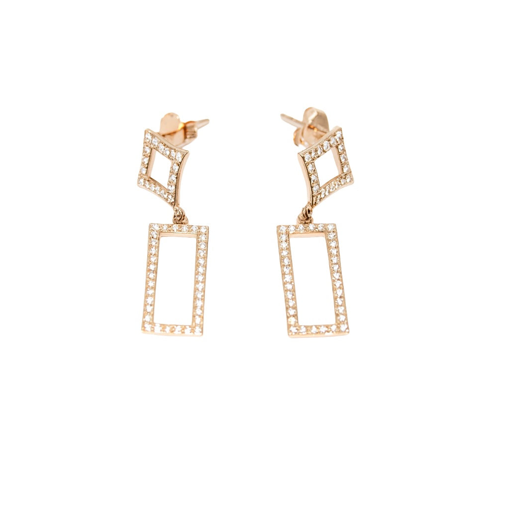 Geometric Drop Earrings with Zirconia Detail