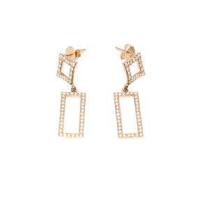 Geometric Drop Earrings with Zirconia Detail