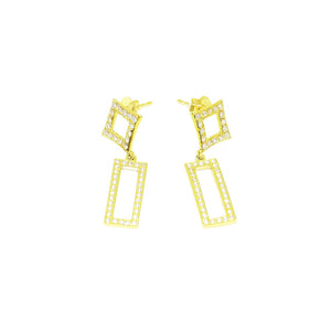 Geometric Drop Earrings with Zirconia Detail