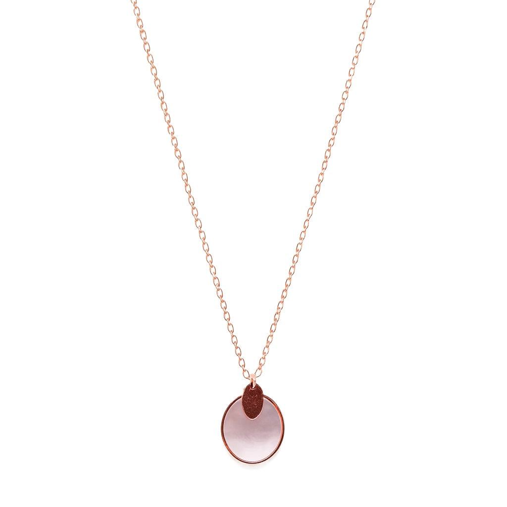 Mother-of-Pearl Double Charm Chain and Pendant Necklace
