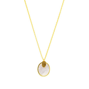 Mother-of-Pearl Double Charm Chain and Pendant Necklace