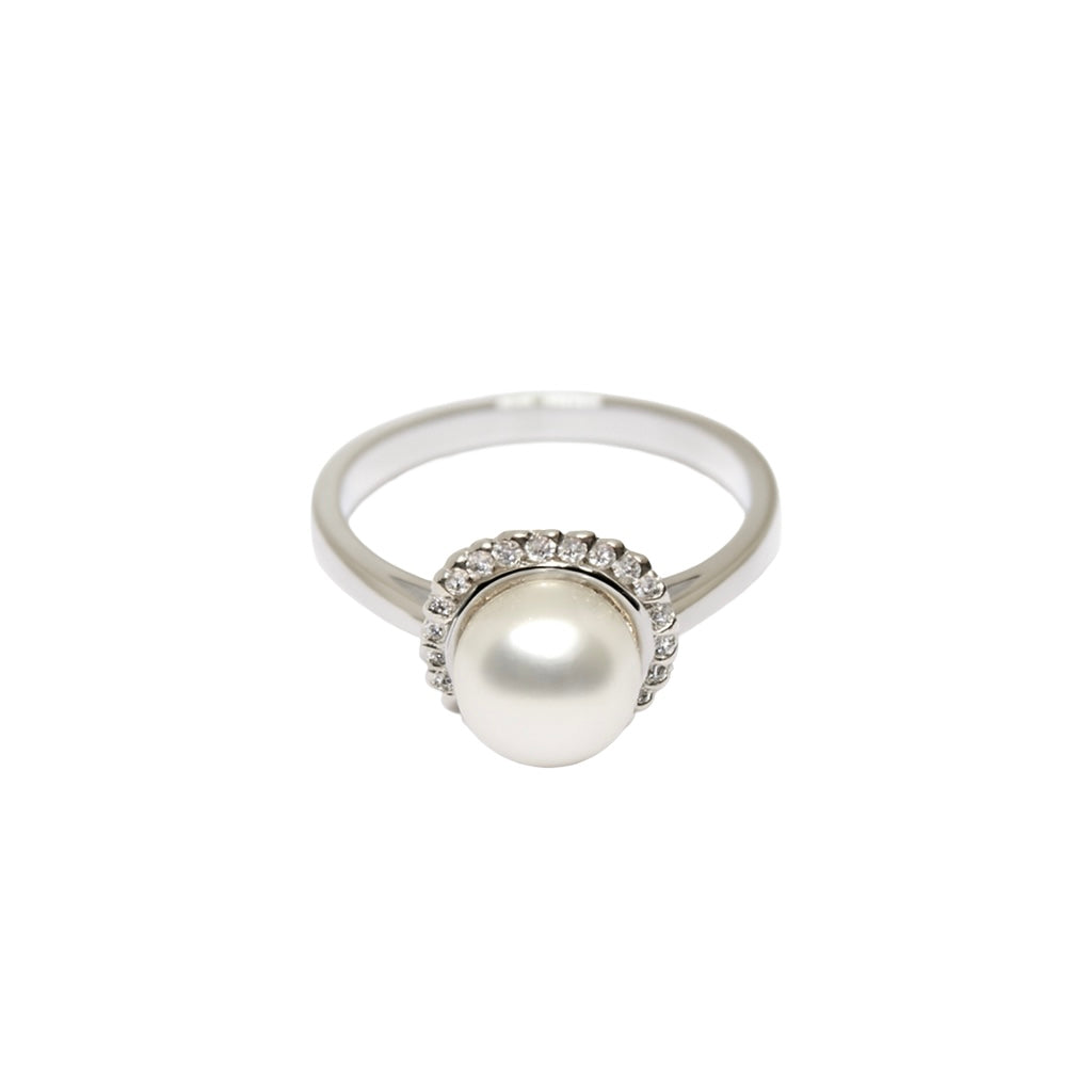 Classic Pearl Halo Ring – Gift for Mom
