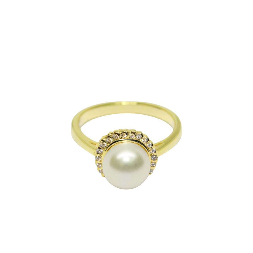 Classic Pearl Halo Ring – Gift for Mom