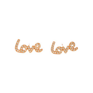 Love Script Stud Earrings with Zirconia