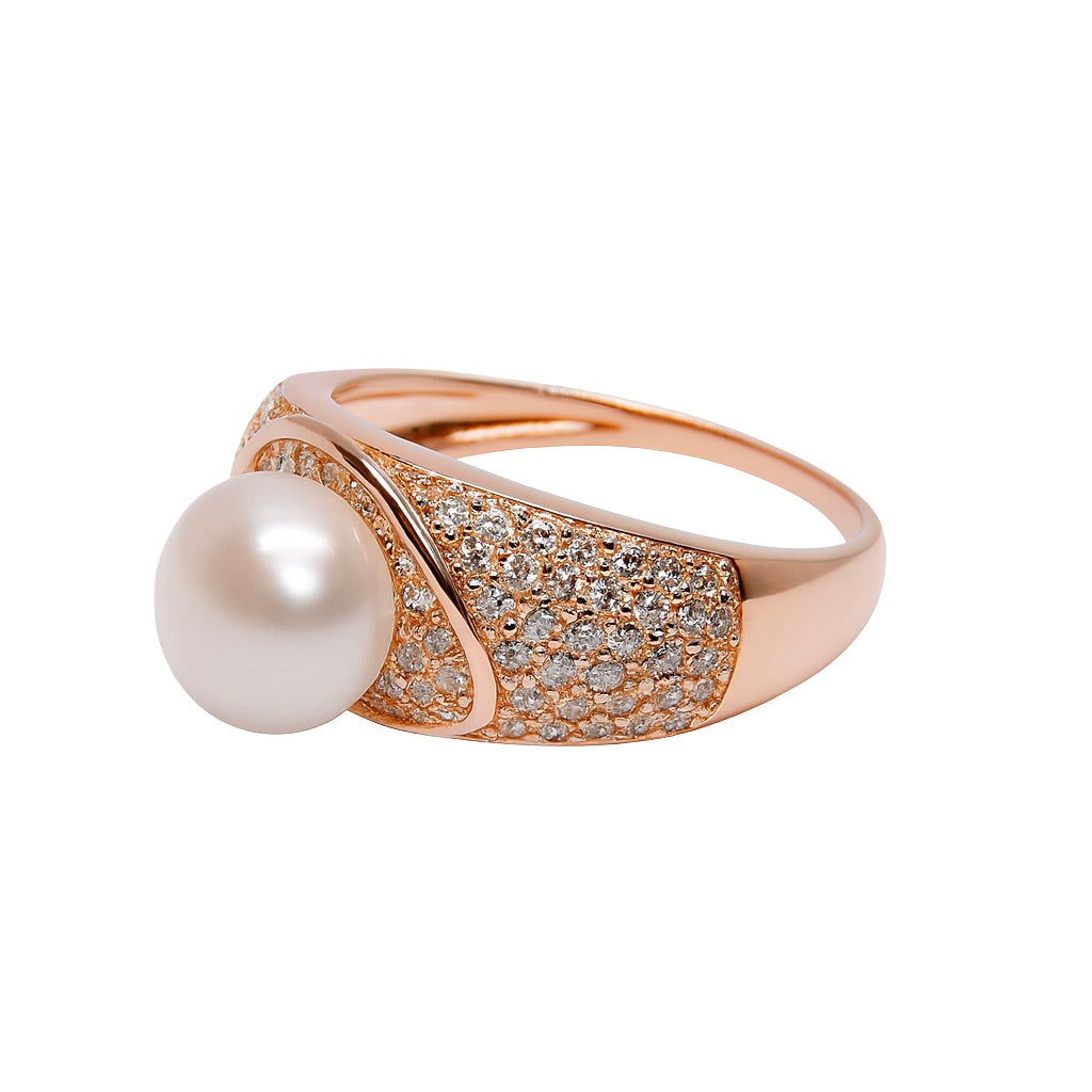 Bold Pavé Pearl Ring – Gift for Mom