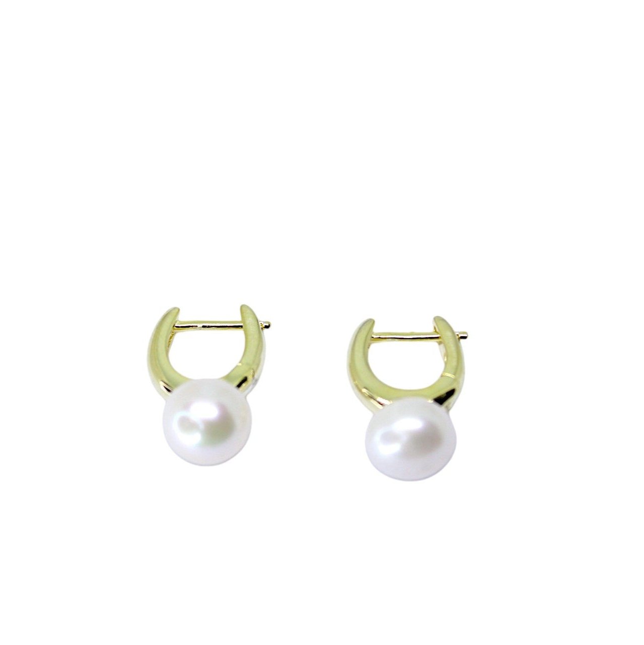 Timeless Pearl Huggie Earrings.