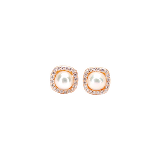 Pearl & Zirconia Stud Earrings - Gift for her