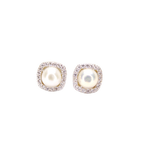 Pearl & Zirconia Stud Earrings - Gift for her