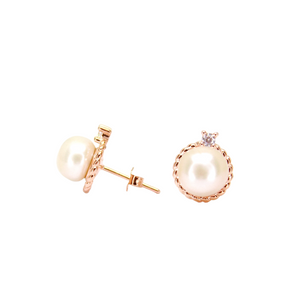 “Eternal Weave” Pearl Stud Earrings - Gift for her