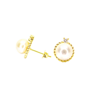 “Eternal Weave” Pearl Stud Earrings - Gift for her