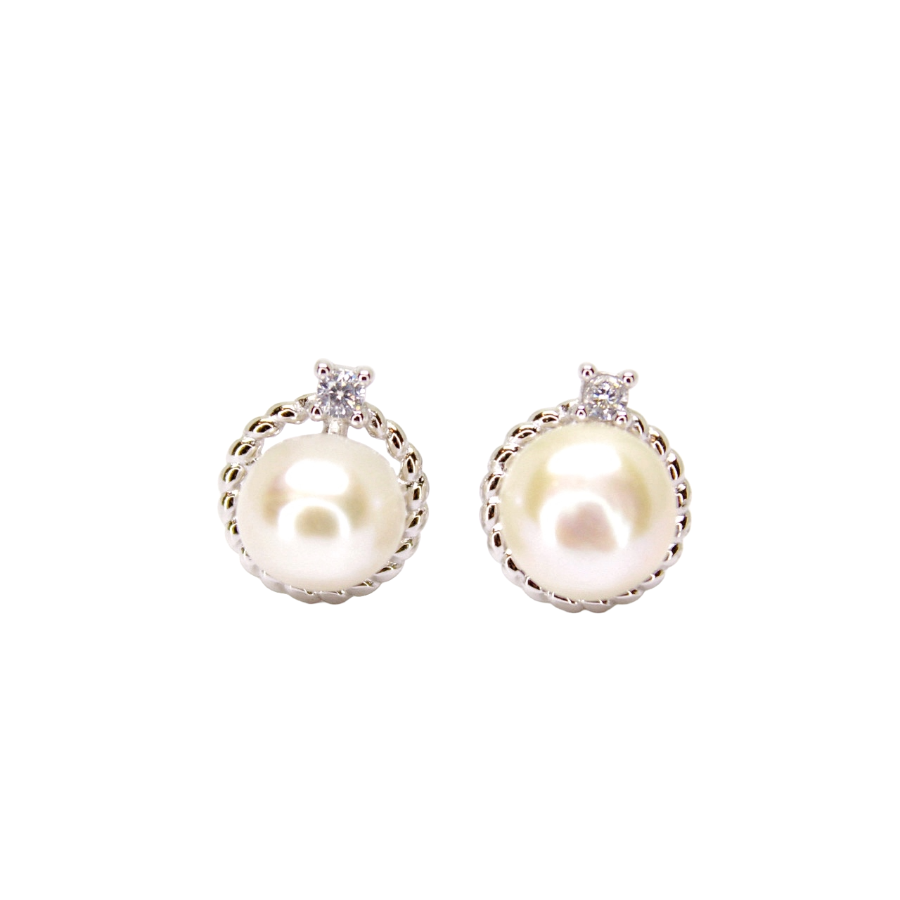 “Eternal Weave” Pearl Stud Earrings - Gift for her