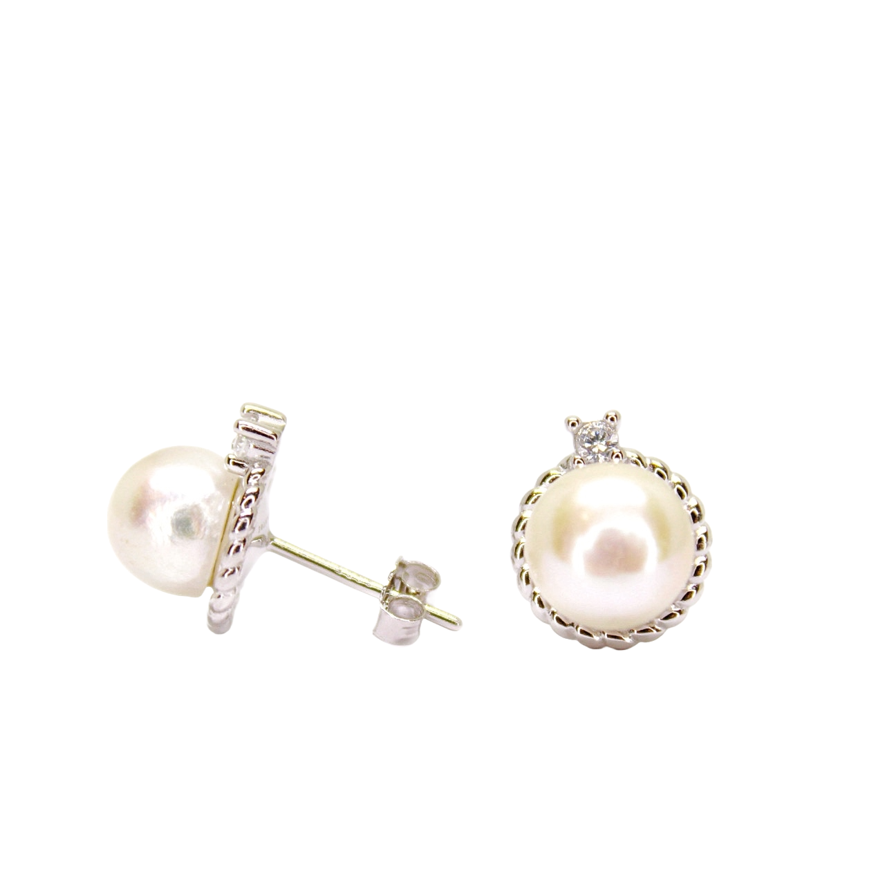 “Eternal Weave” Pearl Stud Earrings - Gift for her