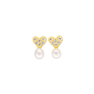 Heart-Shaped Pearl Earrings - Gift for her