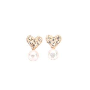 Heart-Shaped Pearl Earrings - Gift for her