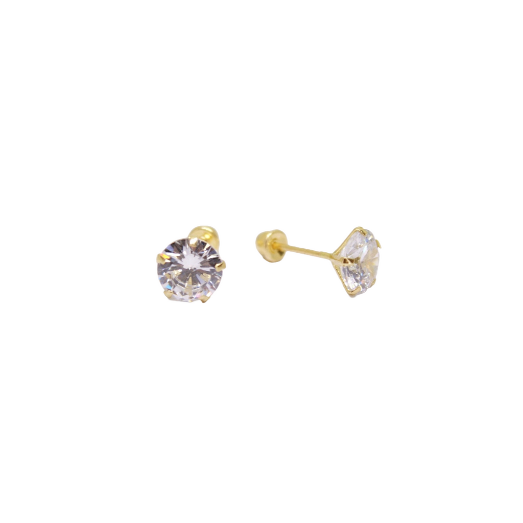 14K Gold Baby Earrings with 6mm Zirconia