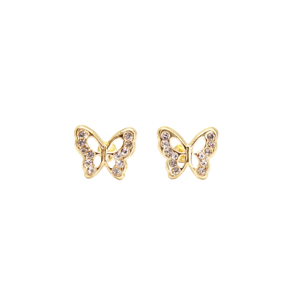 Butterfly Baby Earrings in 14K Gold with Zirconia – Cute & Sparkling