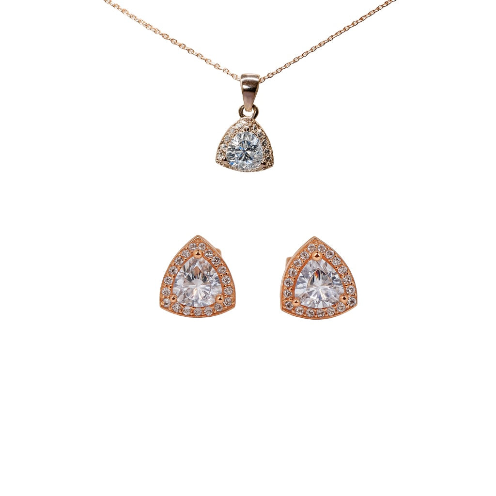 Radiant Triangle Silver Jewelry Set