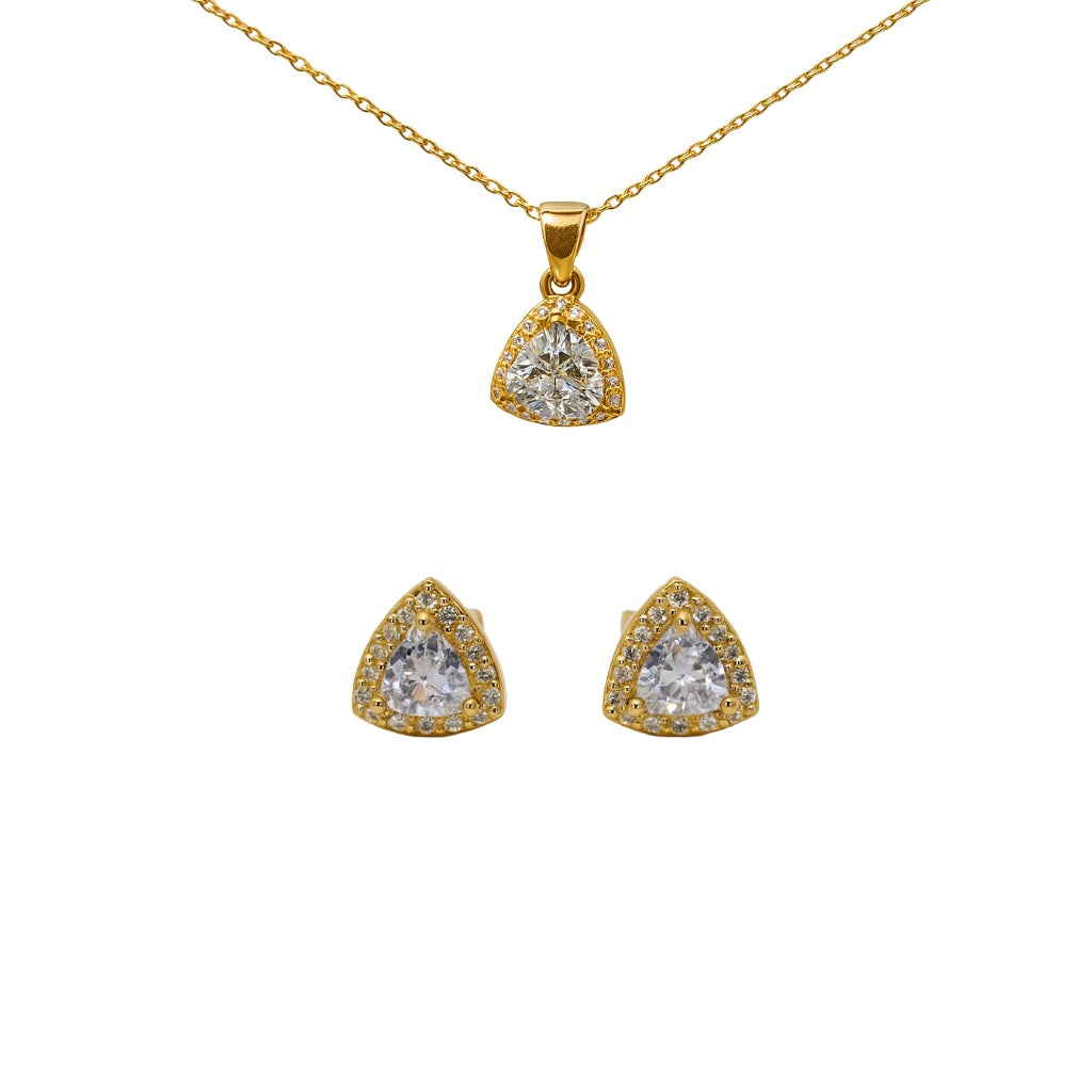 Radiant Triangle Silver Jewelry Set