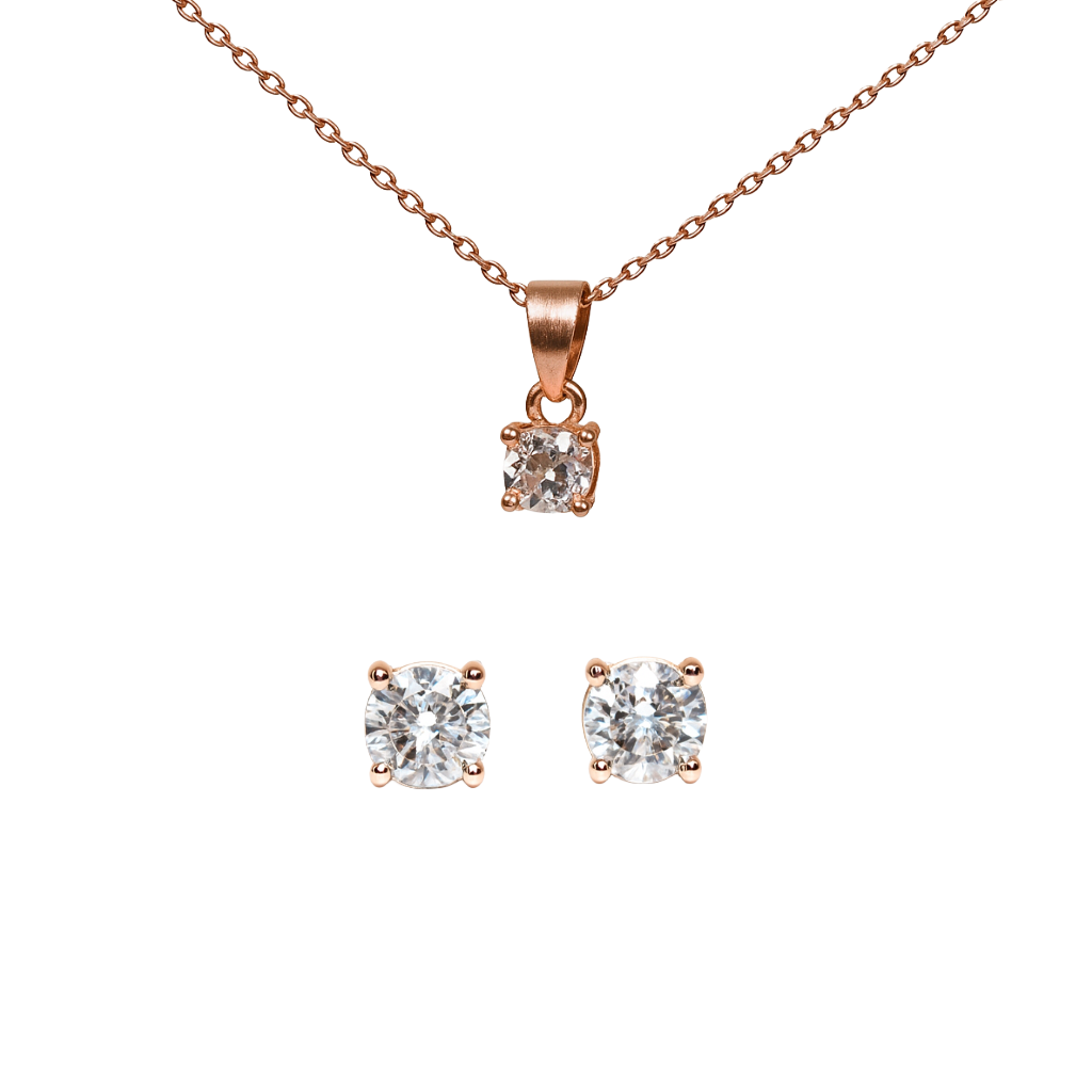 Classic Solitaire Silver Jewelry Set