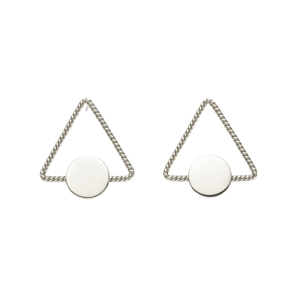 Geometric Silver Triangle Earrings