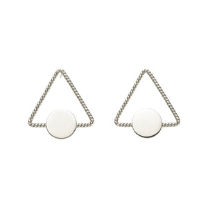 Geometric Silver Triangle Earrings