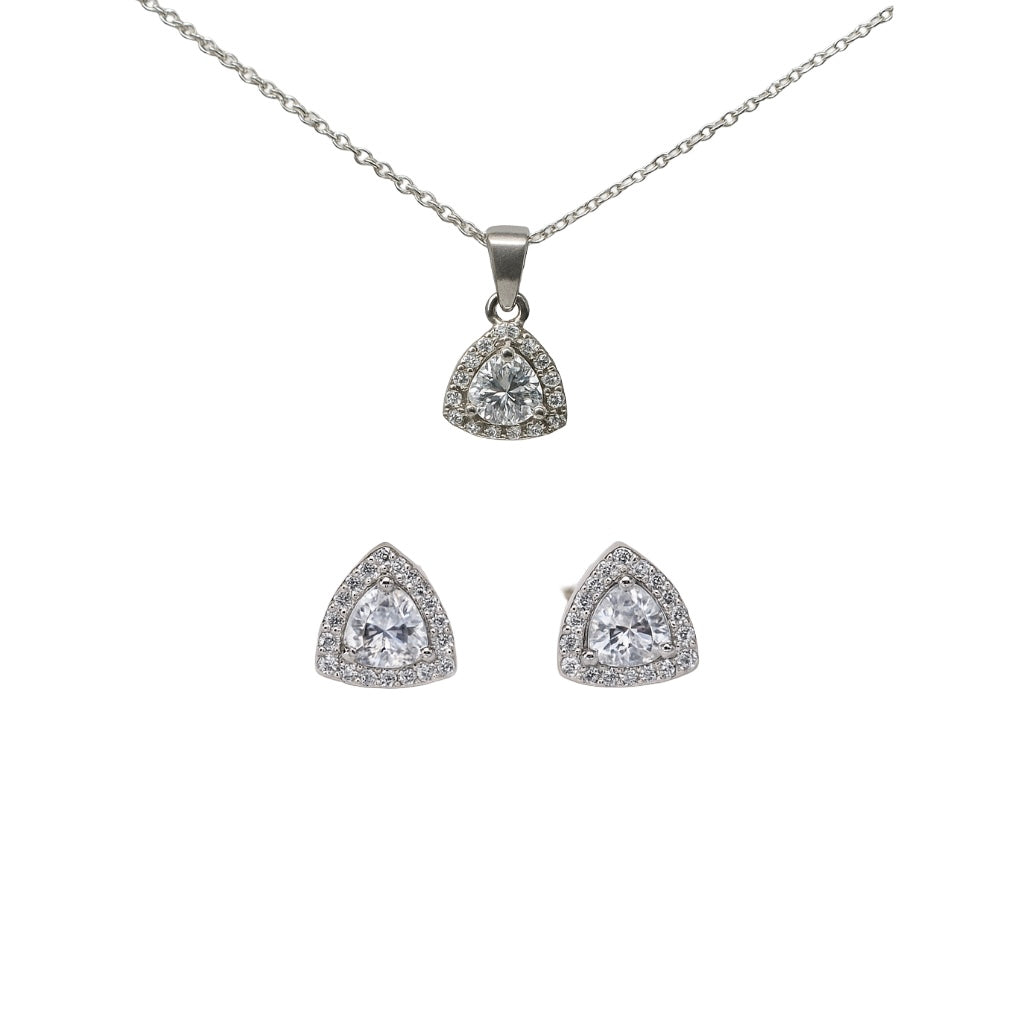 Radiant Triangle Silver Jewelry Set