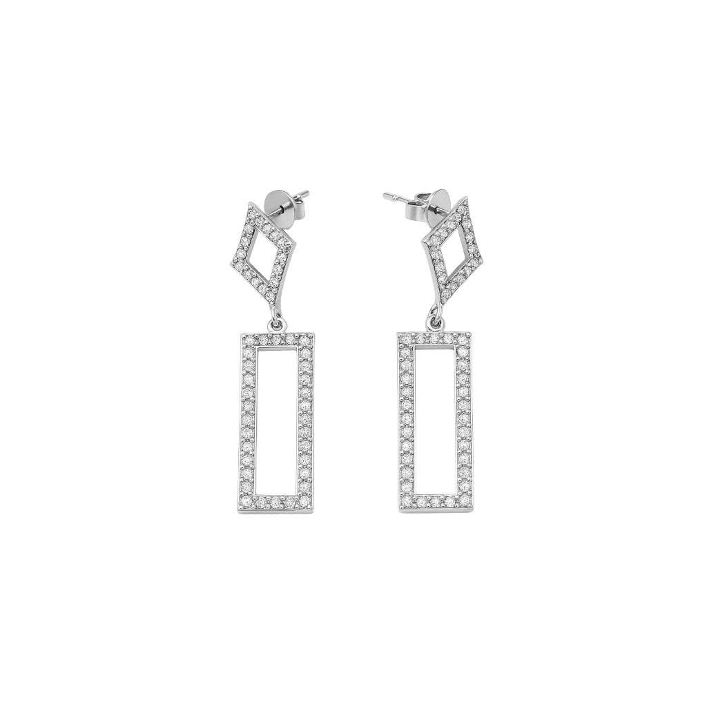 Geometric Drop Earrings with Zirconia Detail