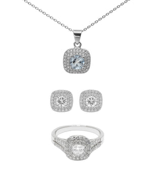 Elegant Silver Jewelry Set with Zirconias