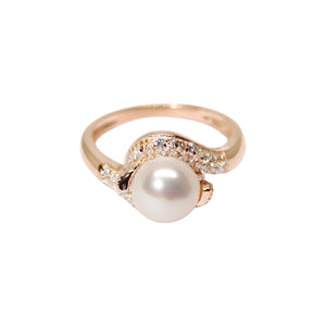 Elegant Pearl and Zirconia Twist Ring – Gift for Mom