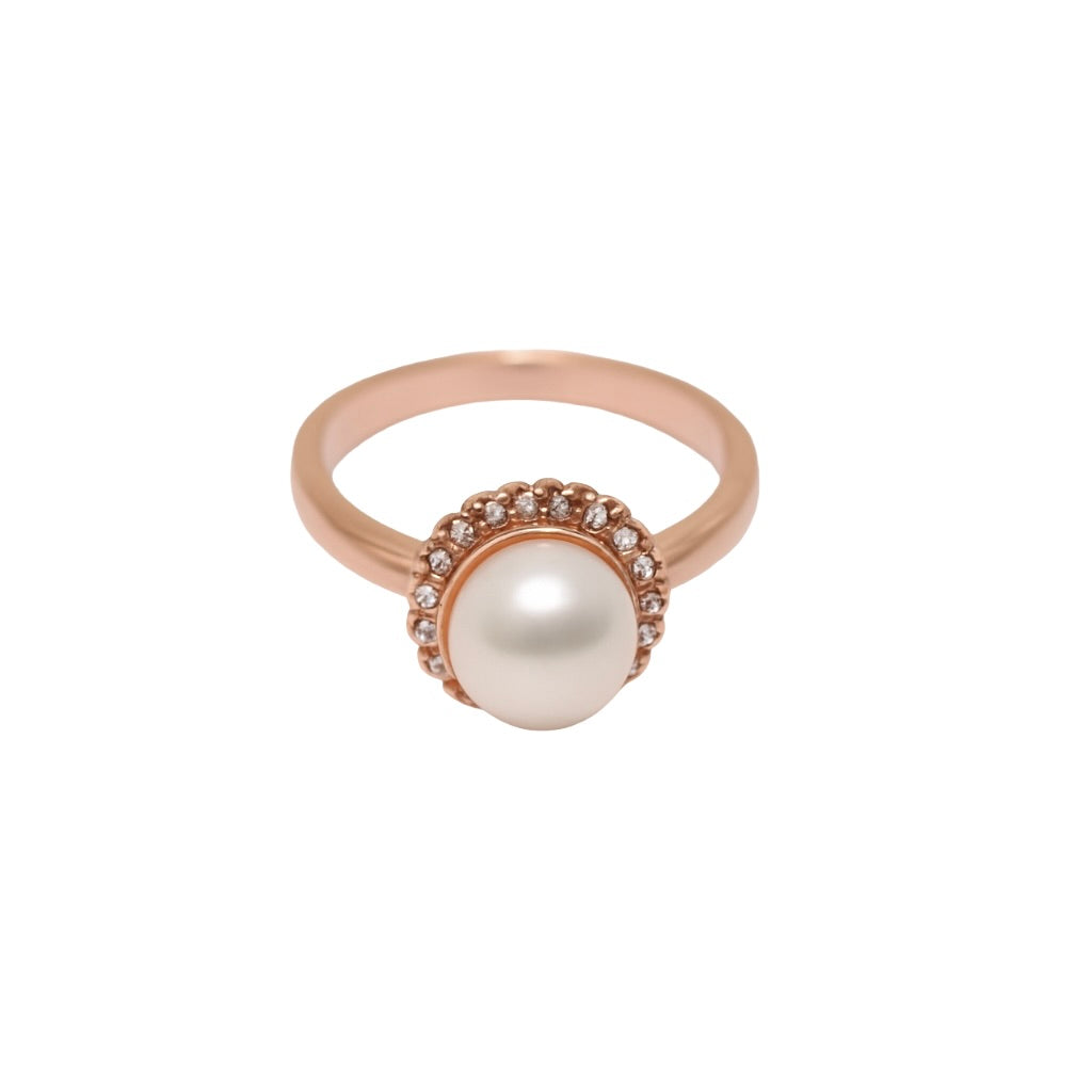 Classic Pearl Halo Ring – Gift for Mom