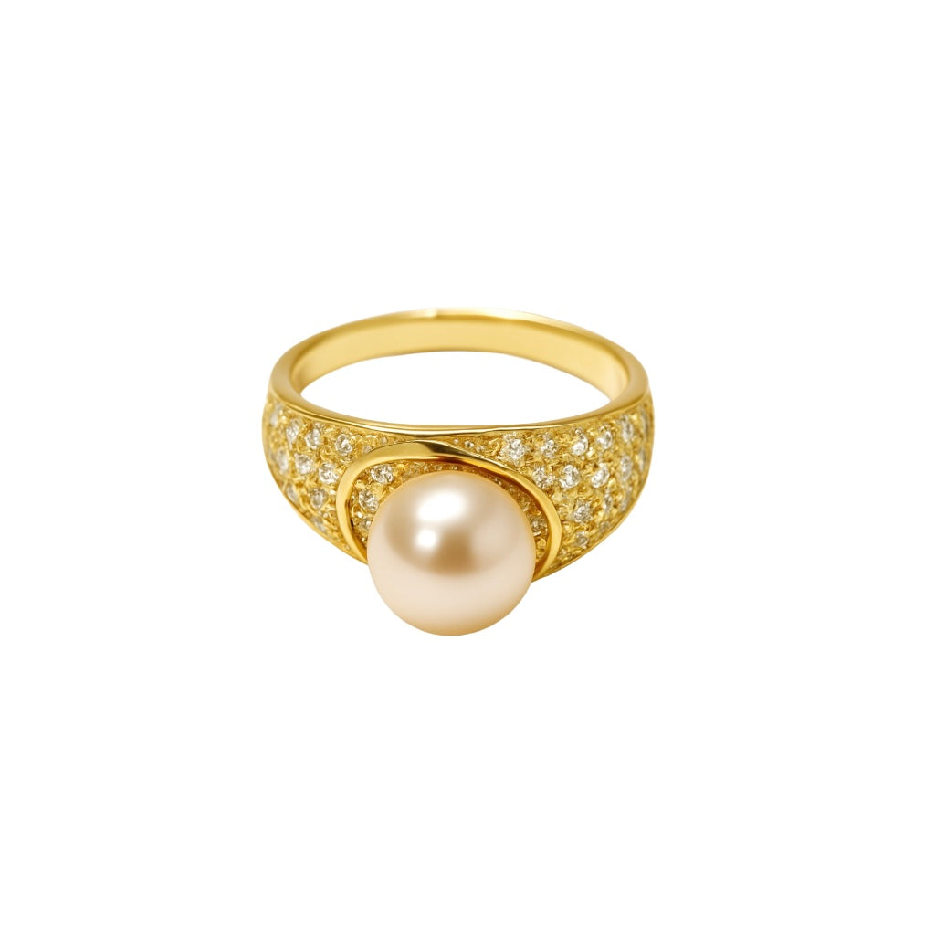 Bold Pavé Pearl Ring – Gift for Mom