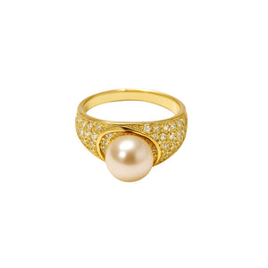 Bold Pavé Pearl Ring – Gift for Mom