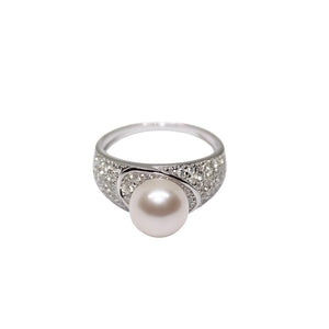 Bold Pavé Pearl Ring – Gift for Mom