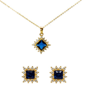 Silver Jewelry Set with Blue Zirconias