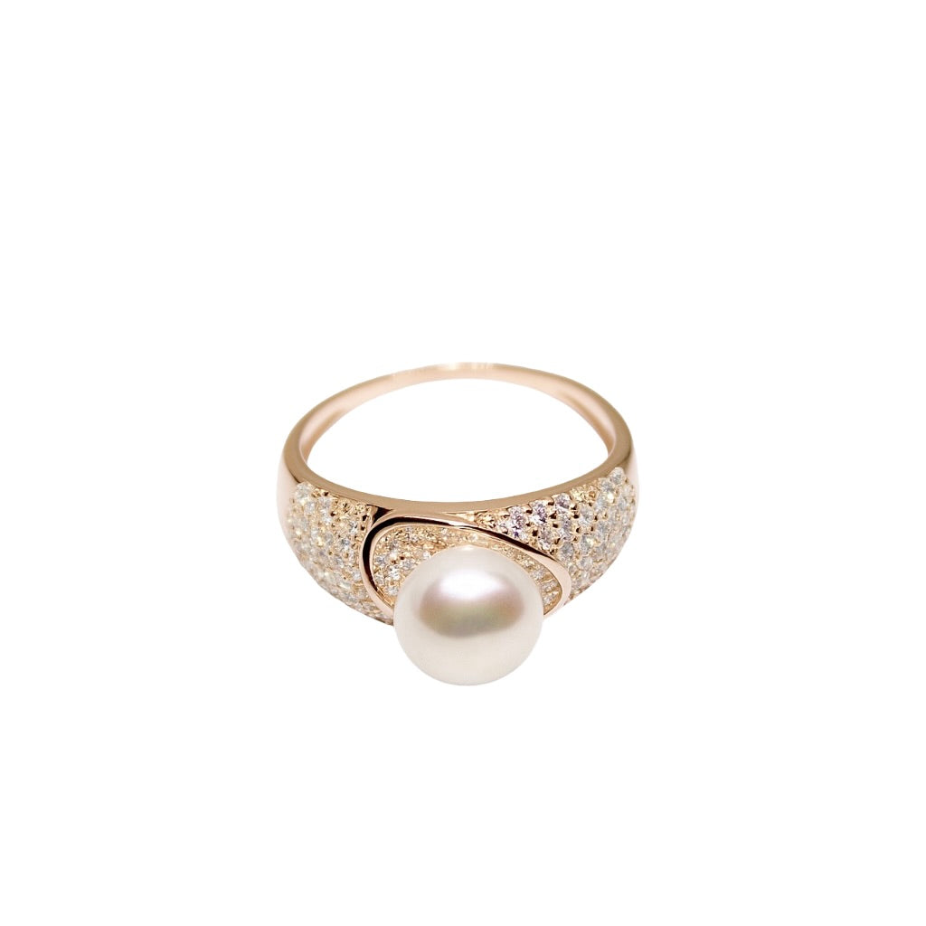 Bold Pavé Pearl Ring – Gift for Mom