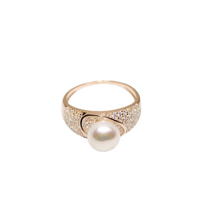 Bold Pavé Pearl Ring – Gift for Mom