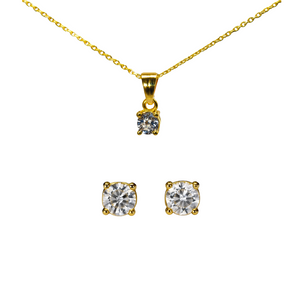 Classic Solitaire Silver Jewelry Set