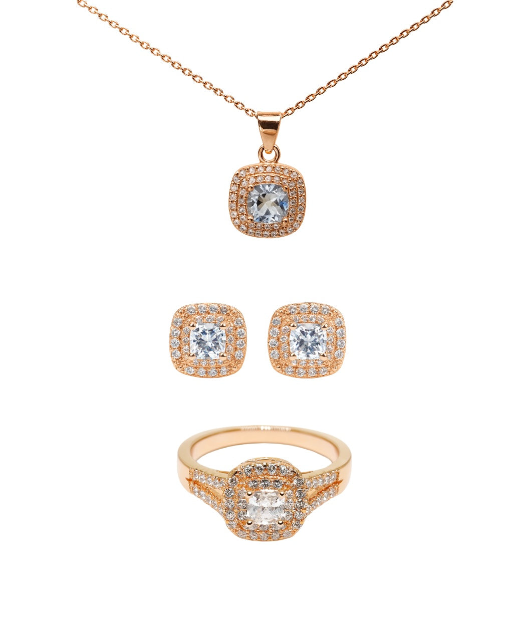Elegant Silver Jewelry Set with Zirconias