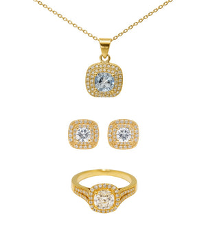 Elegant Silver Jewelry Set with Zirconias