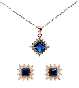 Silver Jewelry Set with Blue Zirconias