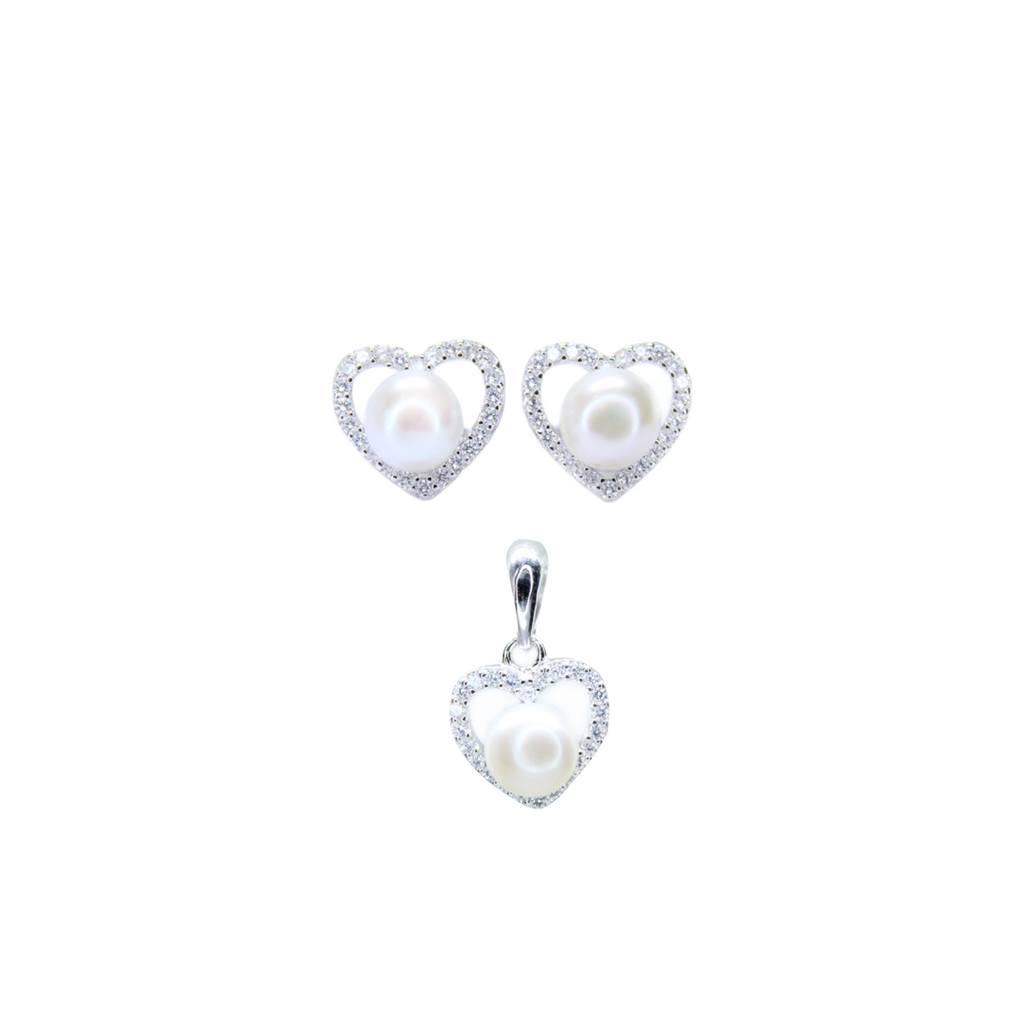 Radiant Elegance: 925 Silver Set with Pearls and CZ gift ideas