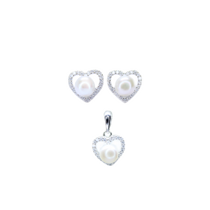 Radiant Elegance: 925 Silver Set with Pearls and CZ gift ideas